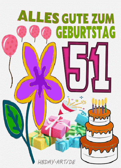 51 Jahre Geburtstagsgrußkarte, geburtstagskarte 51