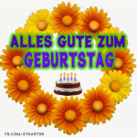 GELBE BLUMEN, GEBURTSTAG GIF